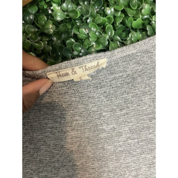 Hem & Thread Gray Open Front Cardigan Womens Size Large - Picture 2 of 15